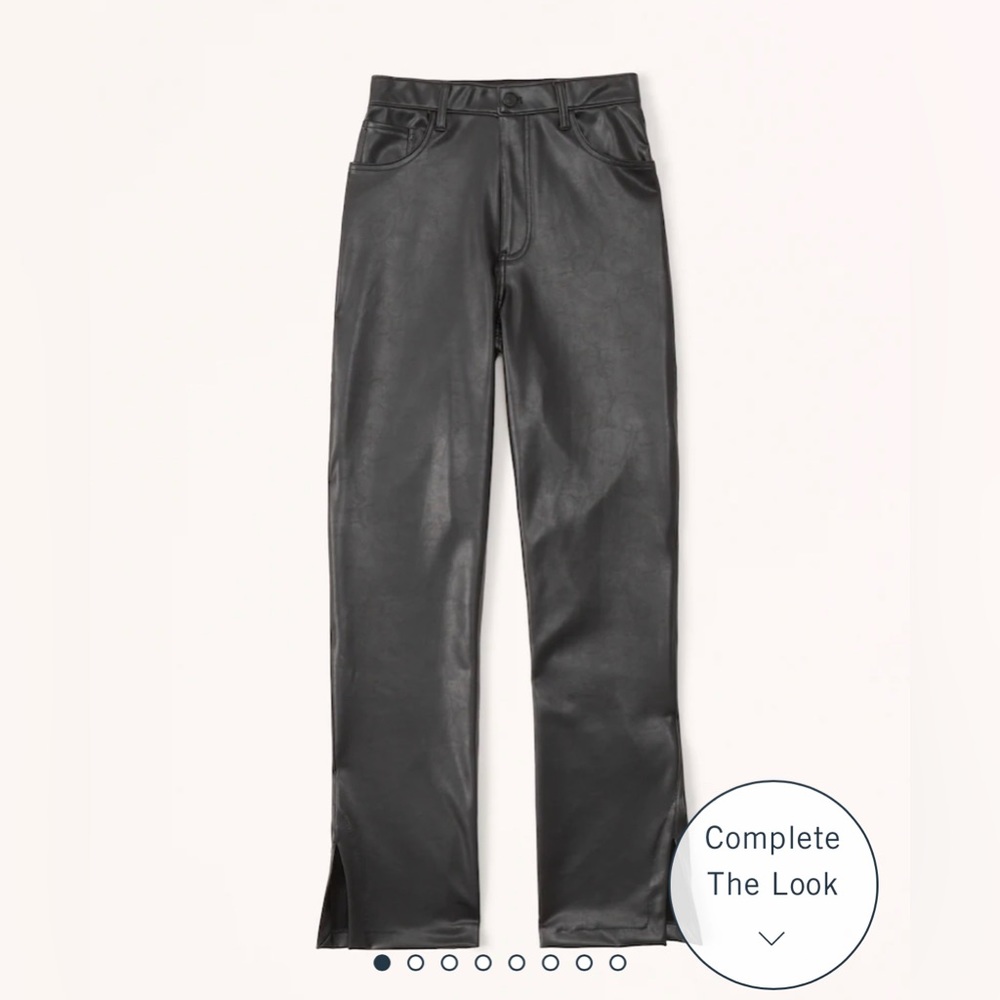 Split-Hem Vegan Leather 90s Straight Pant